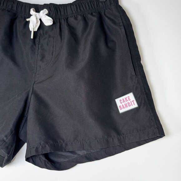 Cake Bandit Men's Medium Black Swim Trunks Lined Drawstring Shorts Trans Masc - Picture 2 of 10